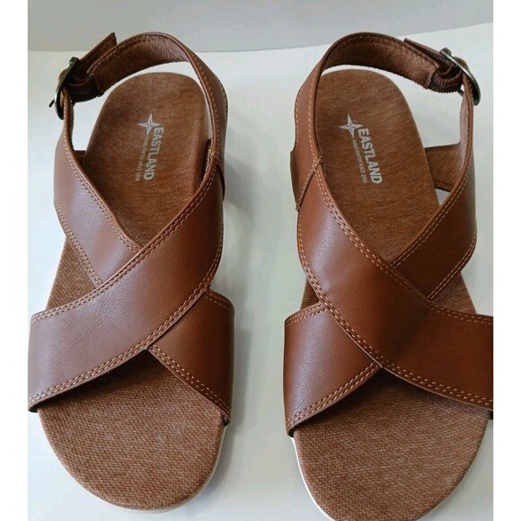 Eastland Coastal Backstrap Slide Sandal Womens 10M Brown Strappy Side Buckle - Picture 1 of 16